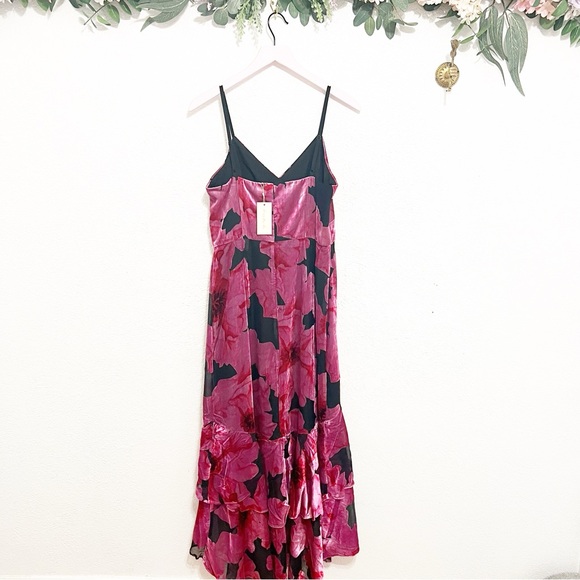NWT Hutch Royce Floral Print Velvet Tiered Hem Dress - Picture 7 of 10